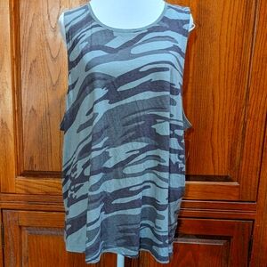 Natural Reflections 1X‎ grey/green camo ultrasoft knit roomy athletic tunic top